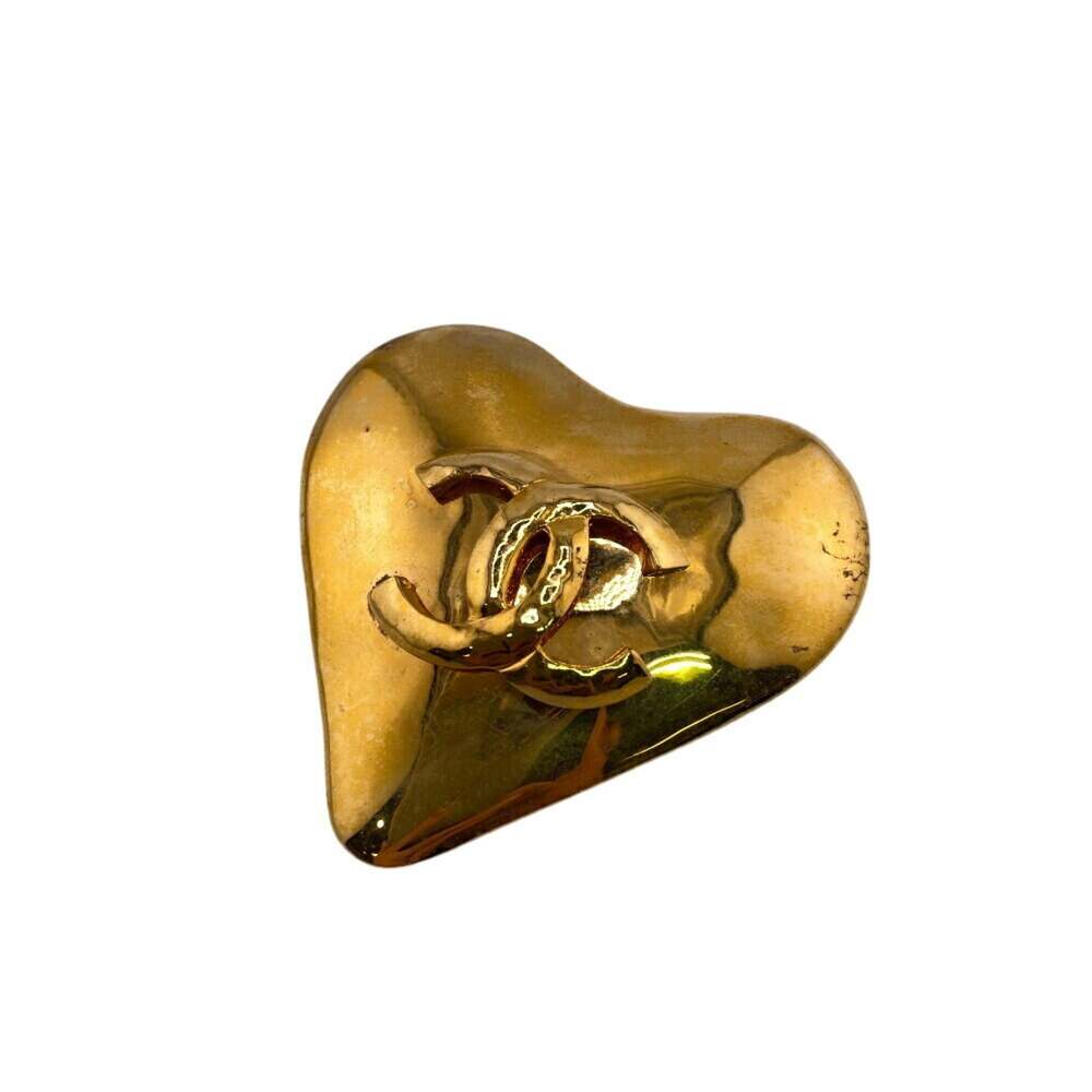 Chanel Cc Logo Heart Brooch Gold-Tone #234257C72B